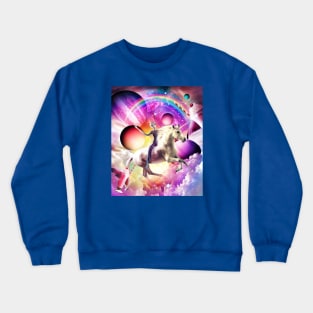 Alien Riding Unicorn in a Magical Universe Crewneck Sweatshirt